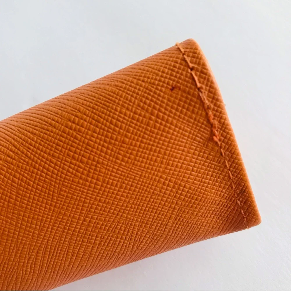 TORY BURCH Orange Leather Sunglasses/Eyeglasses Case